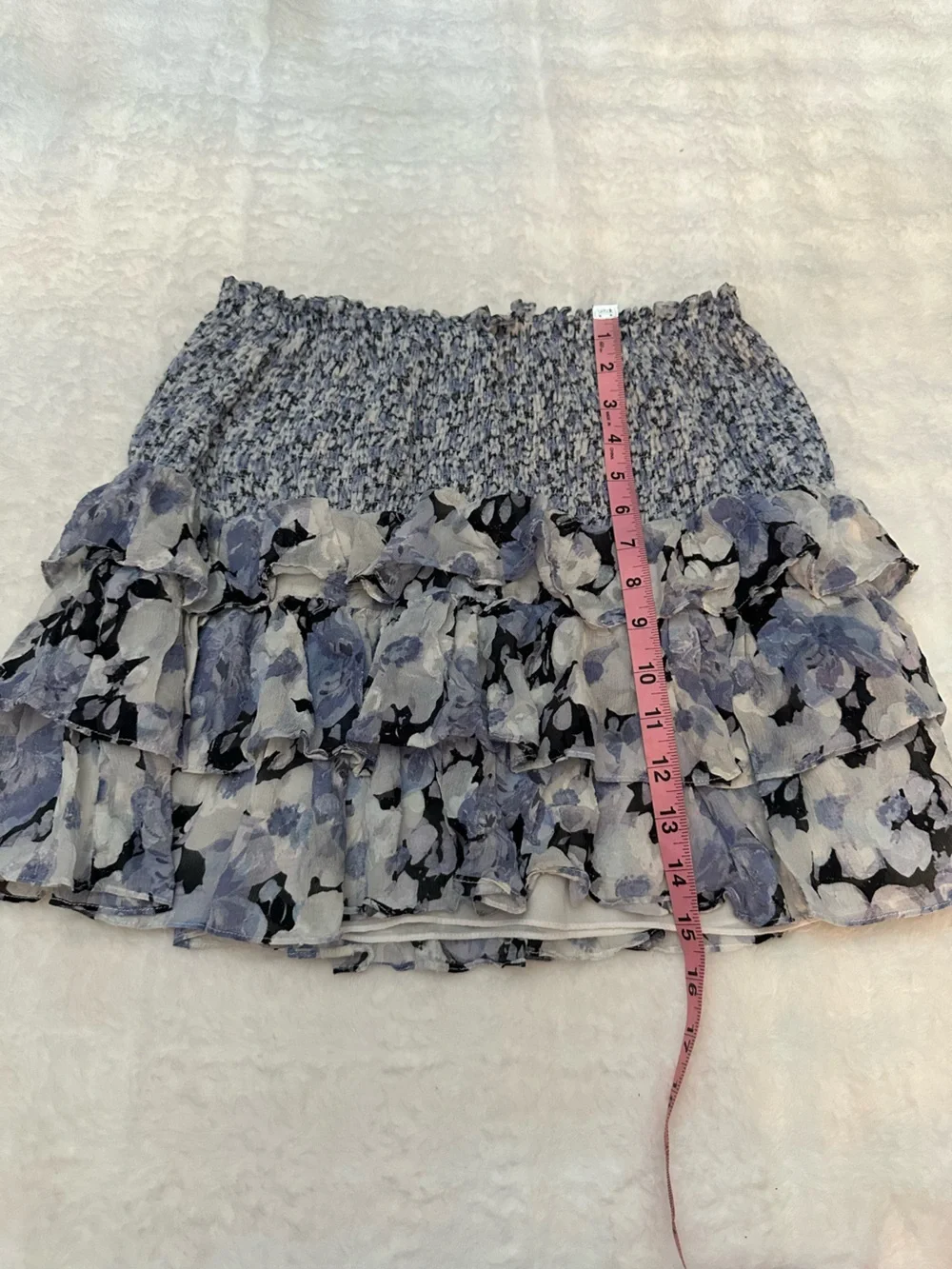 LoveShackFancy Floral Ruffle Smocked Mini Skirt Size Medium 39020